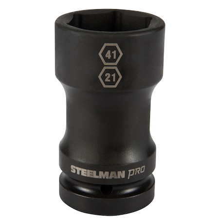STEELMAN 1" Drive Budd Wheel 41mm 6-Point Hex and 21mm 4-Point Square Combo Impact Socket 79324